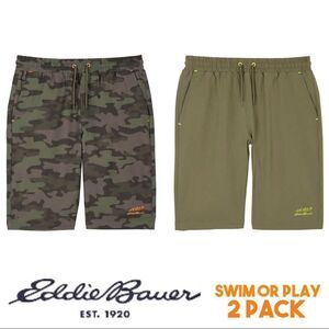 EDDIE BAUER 2 Pack Boys Hybrid Versatile Shorts Great For Swim or Play